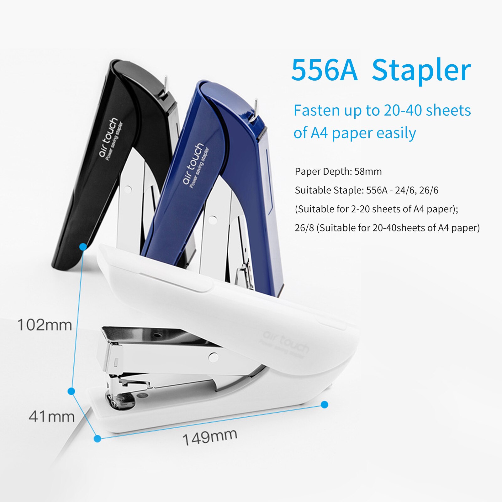 Desktop Stapler 20-40Sheet Capacity for Paper Binding Reduced Effort Suitable for 24/6 26/6 Staples for School Office Supplies