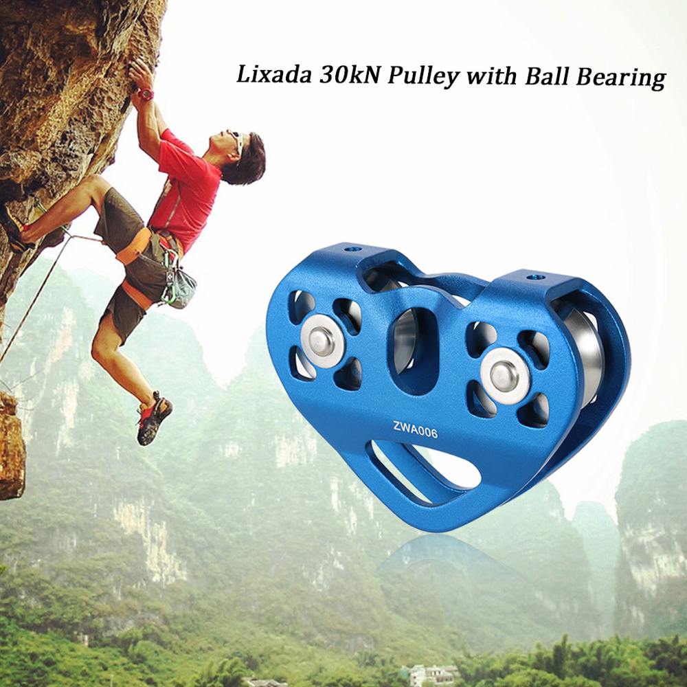 Cable Trolley Lixada 30kN Cable Trolley Pulley with Ball Bearing Climbing Caving Aloft Work Zipline Cable Trolley Trolley