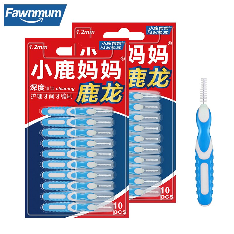Fawnmum 2x10Pcs Interdental brush Oral Care Toothpick Dental Clean Teeth gap Teeth Orthodontic I shape Tooth Brush Product: 20Pcs 1.2mm Blue