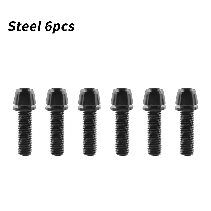 MUQZI 6 uds pernos de vástago M5x17mm tornillo de vástago de manillar de bicicleta con arandela MTB tornillo elevador de vástago de bicicleta de carretera: Castaño