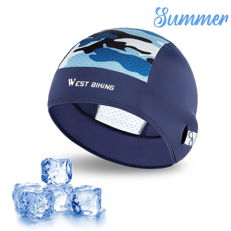 WEST BIKING Bicycle Caps Women Men Summer Ice Silk Helmet Liner MTB Bike Hats Outdoor Sports Sun Protection Hiking Cycling Caps: 295 Blue