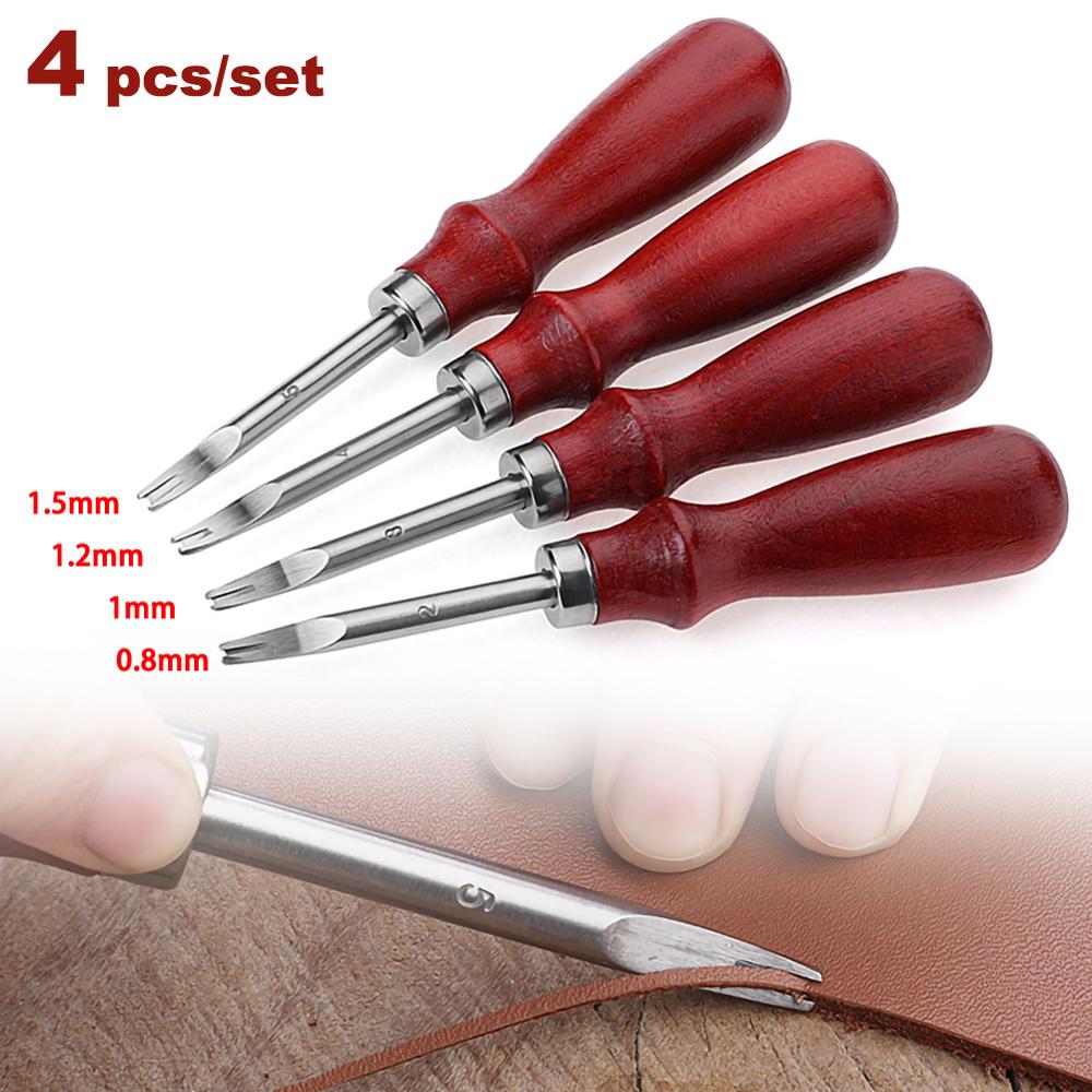 4pcs 0.8/1.0/1.2/1.5mm Leather Edge Craft Beveler SKnife Kiving Tool Leather Beveler DIY Tool