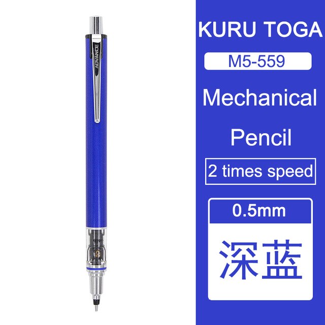 1Pcs Uni M5-559 Vulpotlood Automatische Draaien Kuru Toga Student Schrijven Continue Lood 2x Speed Rotaties 0.5Mm: Navy