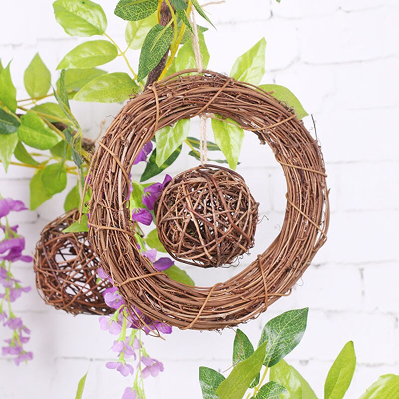 Retro Christmas Wreath Hang Natural Garland Dried Rattan Xmas Home Wall Decor JS23