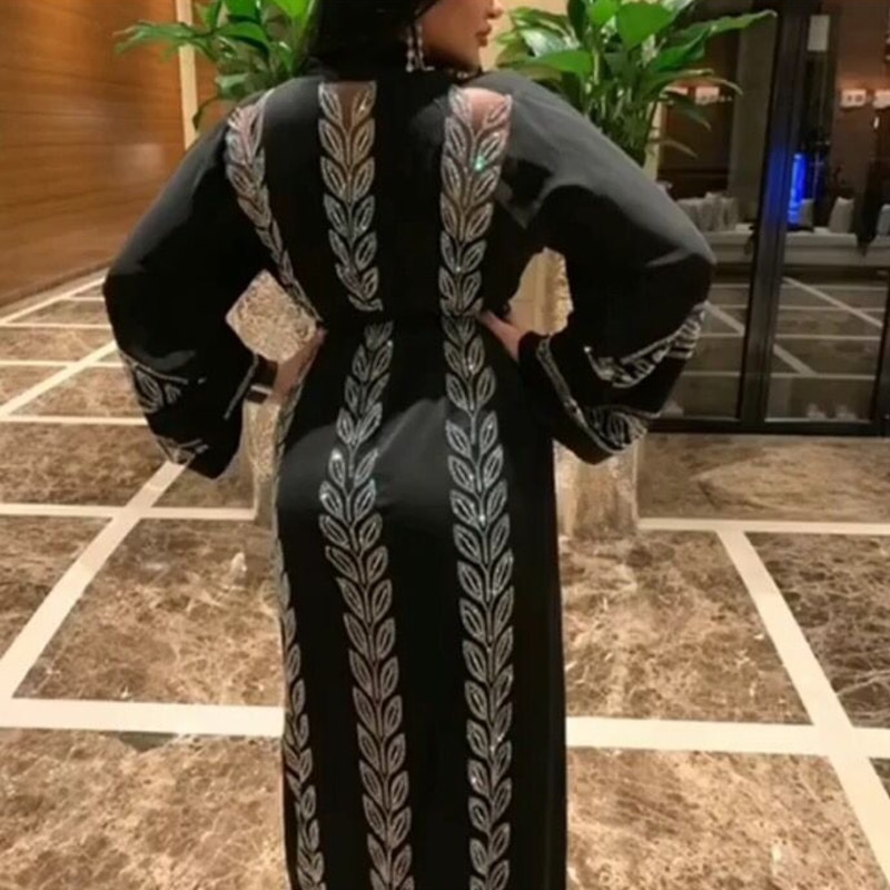 MD Abayas para damas vestido Hijab Dubai Turquía musulmán vestido Hijab caftán marroquí piedras brillantes Kimono ropa islámica
