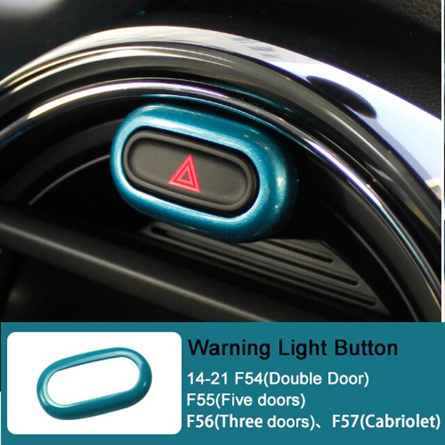 Car Warning Light Button Sticker For MINI Cooper ONE F54 F55 F56 F57 F60 Central Control Radio Knob Cover Decoration Accessories: blue-A