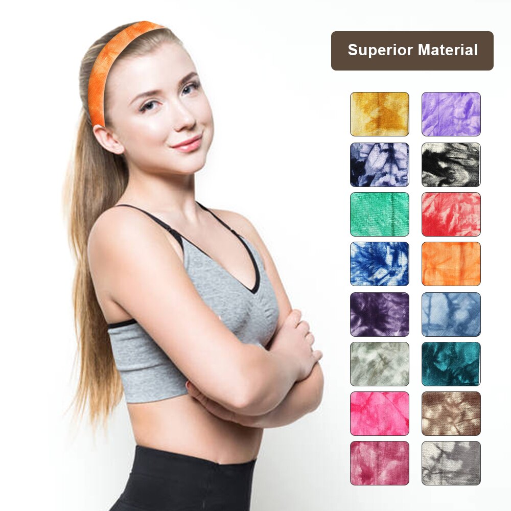 Printed Yoga Elastic Hair Band Sport Headband Gym Anti-Slip Slim Hair Band For Fitness Antiperspirant Headband Turban