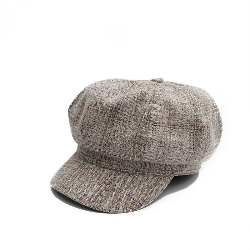 COKK Newsboy Cap Women Octagonal Hat Plaid Beret Winter Hats For Women Lady Vintage Bonnet Retro Hats Gorras
