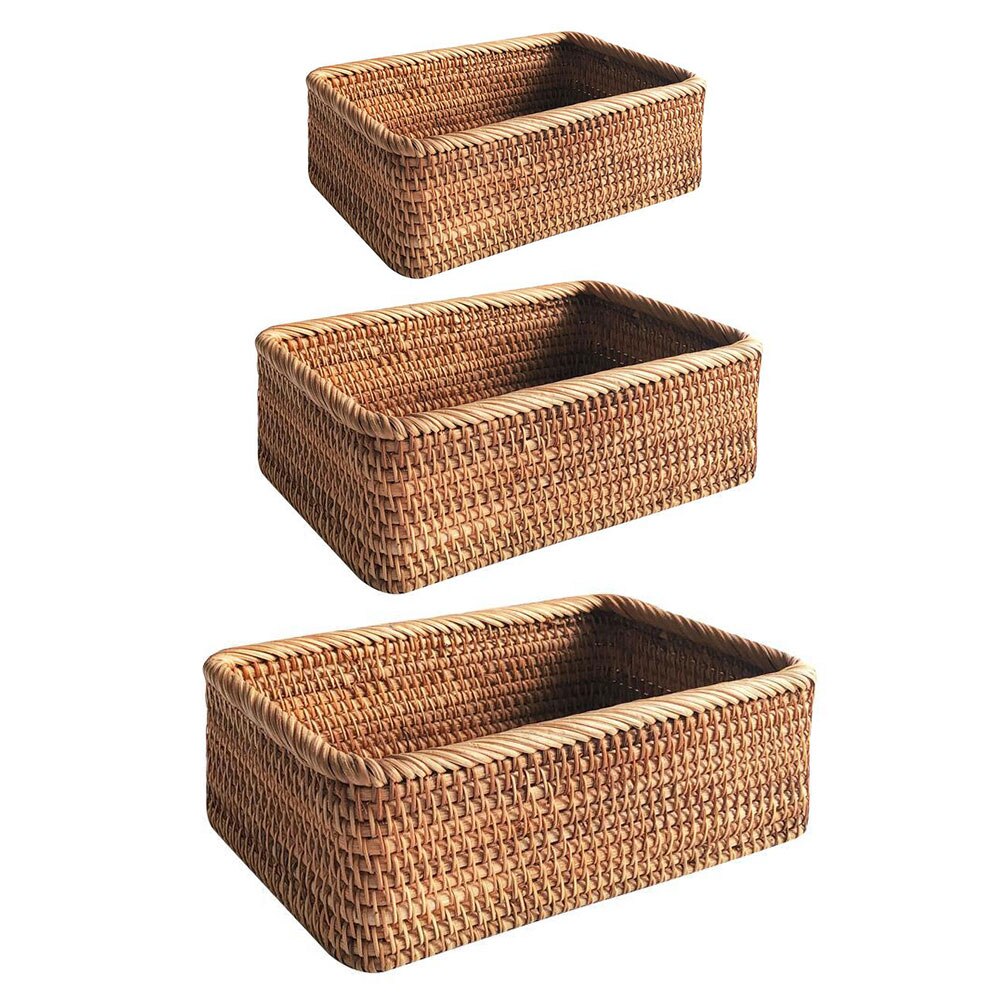 Canasta de mimbre tejida a mano para el hogar, caja de almacenamiento portátil para Picnic, suministro de cocina, bandeja de comida de frutas, caja de punto a mano para pan