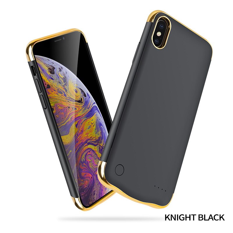 NTSPACE 6000mAh Ultra delgado Powerbank paquete funda cargadora de batería para iPhone Xs Max caso de Banco de potencia externa Clip trasero de la caja de la batería: Black