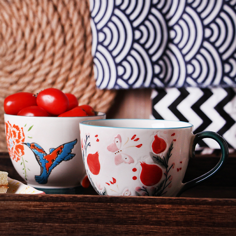 ceramic cup, ceramic soup cup with handle, pasta cup, milk cup, breakfast cup coffee cup