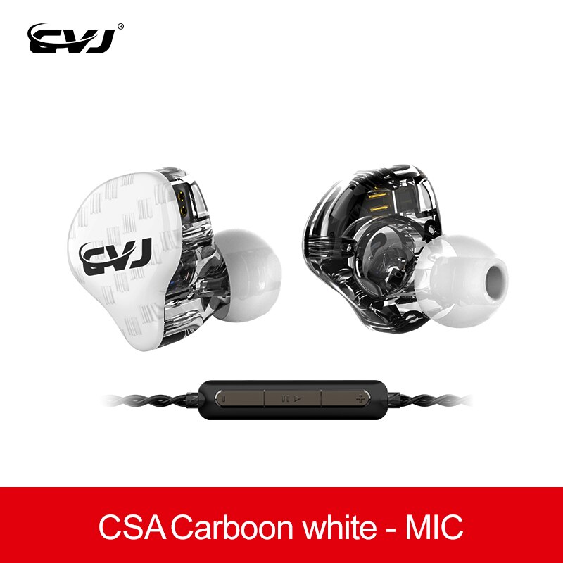 CVJ CSA 1BA + 1DD pilote hybride HIFI dans l'oreille moniteur écouteur avec connecteur 2PIN 0.75MM KZ ZSX ZS10PRO BLON BL03 BL05 BA5: White with mic