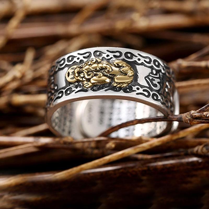 Bixie Ring Feng Shui Amulet Rijkdom Lucky Open Verstelbare Ring Boeddhistische Sieraden Voor Vrouwen Mannen