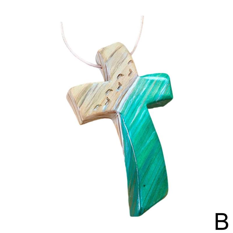 Handgemaakt Houten Kruis Hangend Ornament - Christelijke Woondecoratie - Lichtgewicht: B
