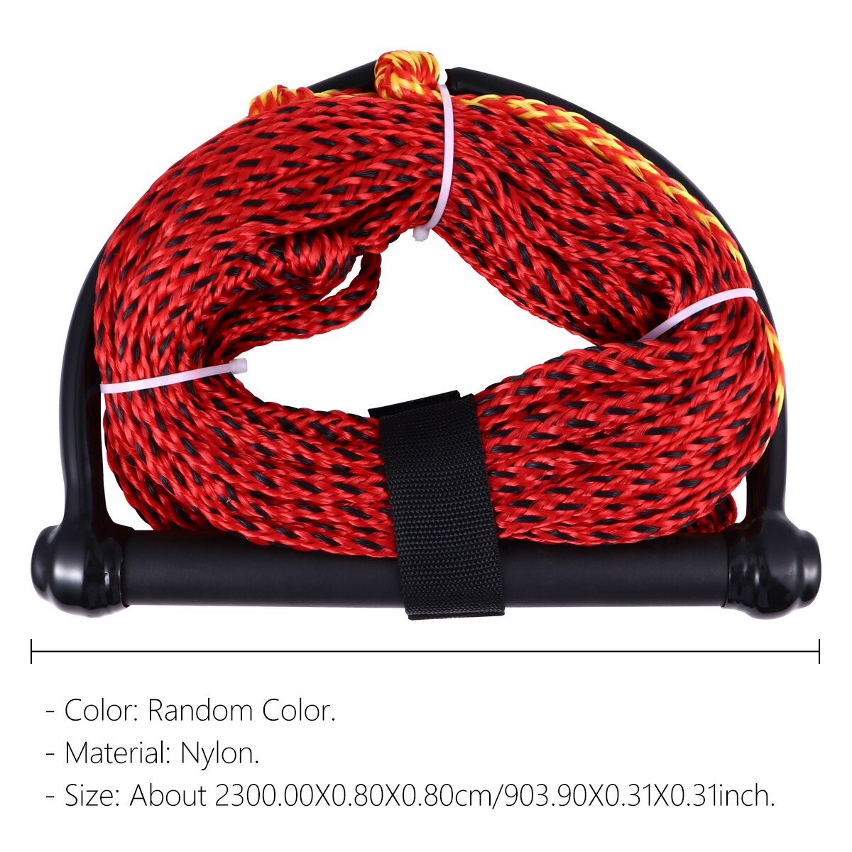 Corda Per Sci D'Acqua E Wakeboard 24 Piedi - 3 Maniglie Galleggianti EVA, Impugnatura Ergonomica, Colore Rosso