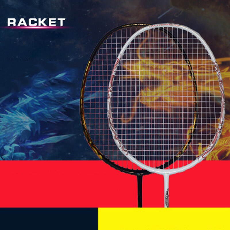 Badminton Racket Couple Dragon Phoenix All Carbon Fiber Super Light Single Wind Breaking Frame Racket Badminton Set