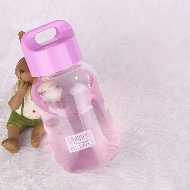Cute cartoon small cup school supplies 180ML water bottle color plastic portable water bottle mini kettle: Purple