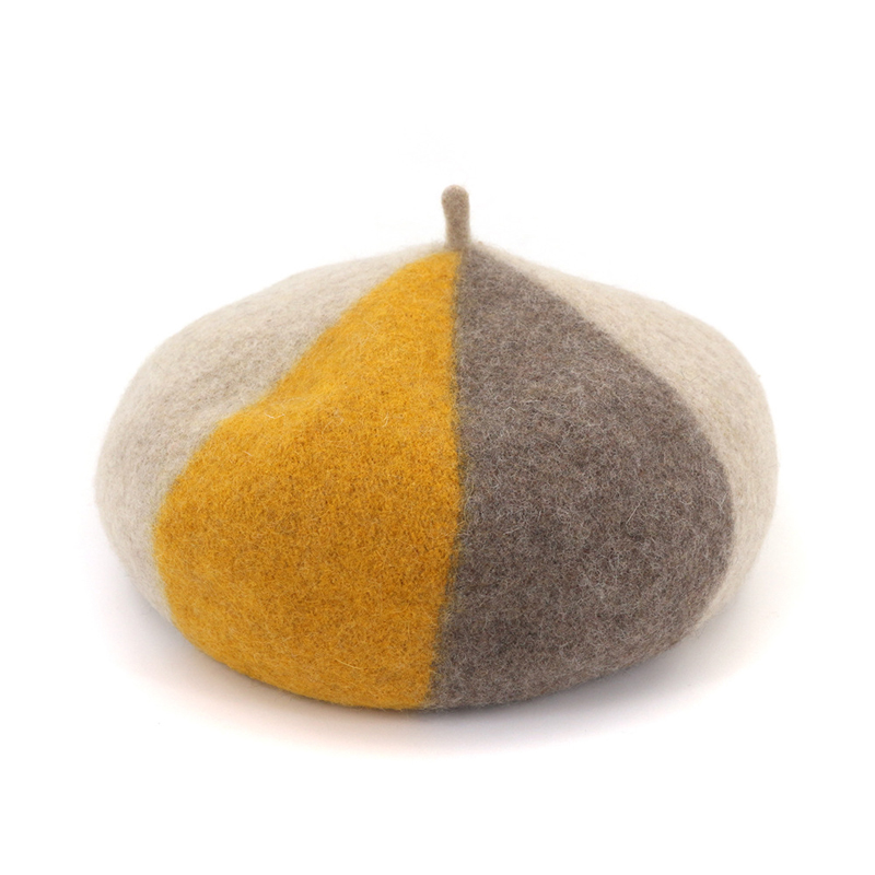 Otoño Invierno boina 100% boinas de lana gorras para las mujeres de lujo chica sombreros para dama Multicolor calabaza sombrero pintor sombrero para mujer: Camel