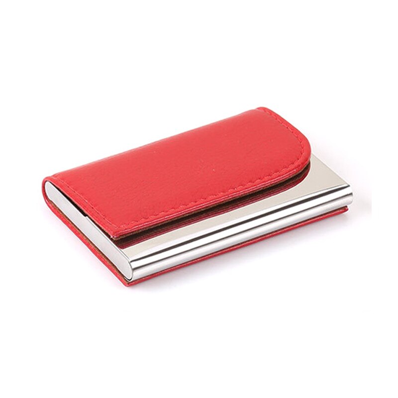 Itapkris Man Business Card Holder PU Leather Bank Credit Card Case For Women Travel Aluminum Black RFID Wallet Porte Carte: Red