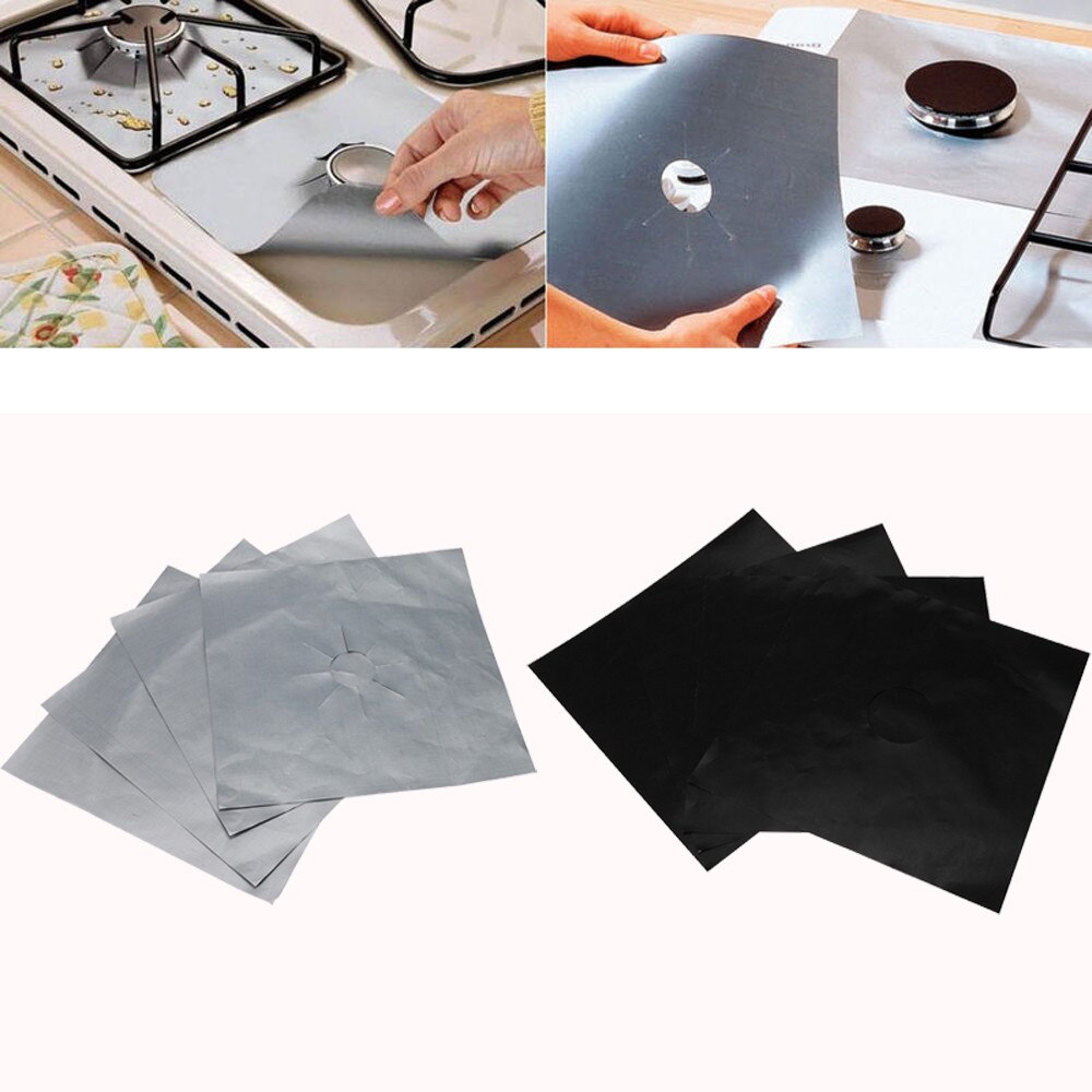 4PCS Stove Covers Reusable Gas Range Stove Top Burner Protector Liner Cover For Cleaning 2O0319