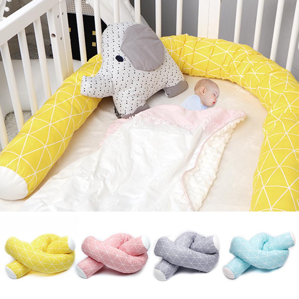 2M Lengte Pasgeboren Baby Bed Bumper Zachte Puur Katoen Doek Veilig Lange Kussen Wieg Bumper Hek Kids Bed babybedje Protector