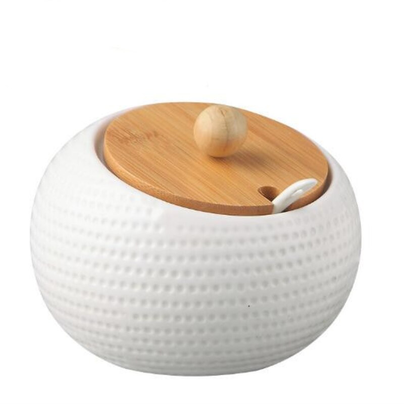 Gewürz Glas Salz Und Pfeffer Kasten Keramik Holz Abdeckung Zucker Schüssel Küche Zubehör: A / L