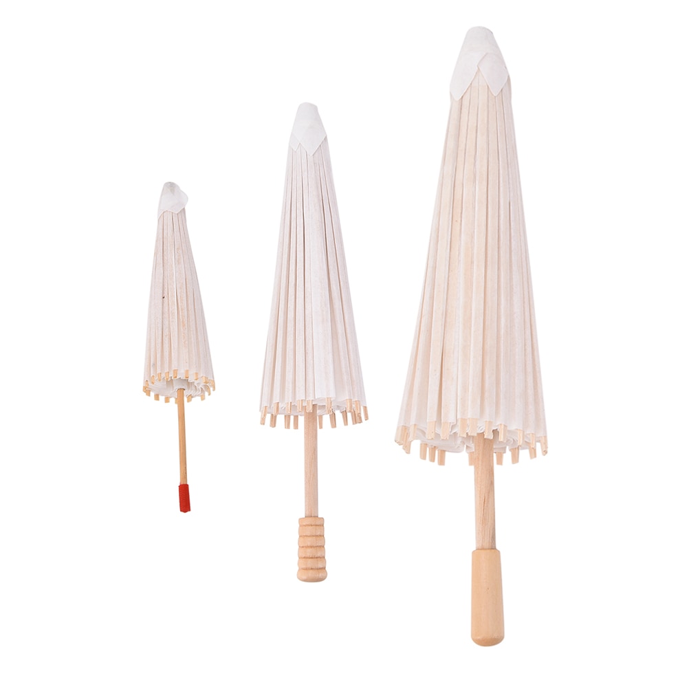 3 størrelse kinesisk papir paraply kinesisk traditionel hvid blank parasol kid maleri tegning diy håndværk jul bryllup dekor