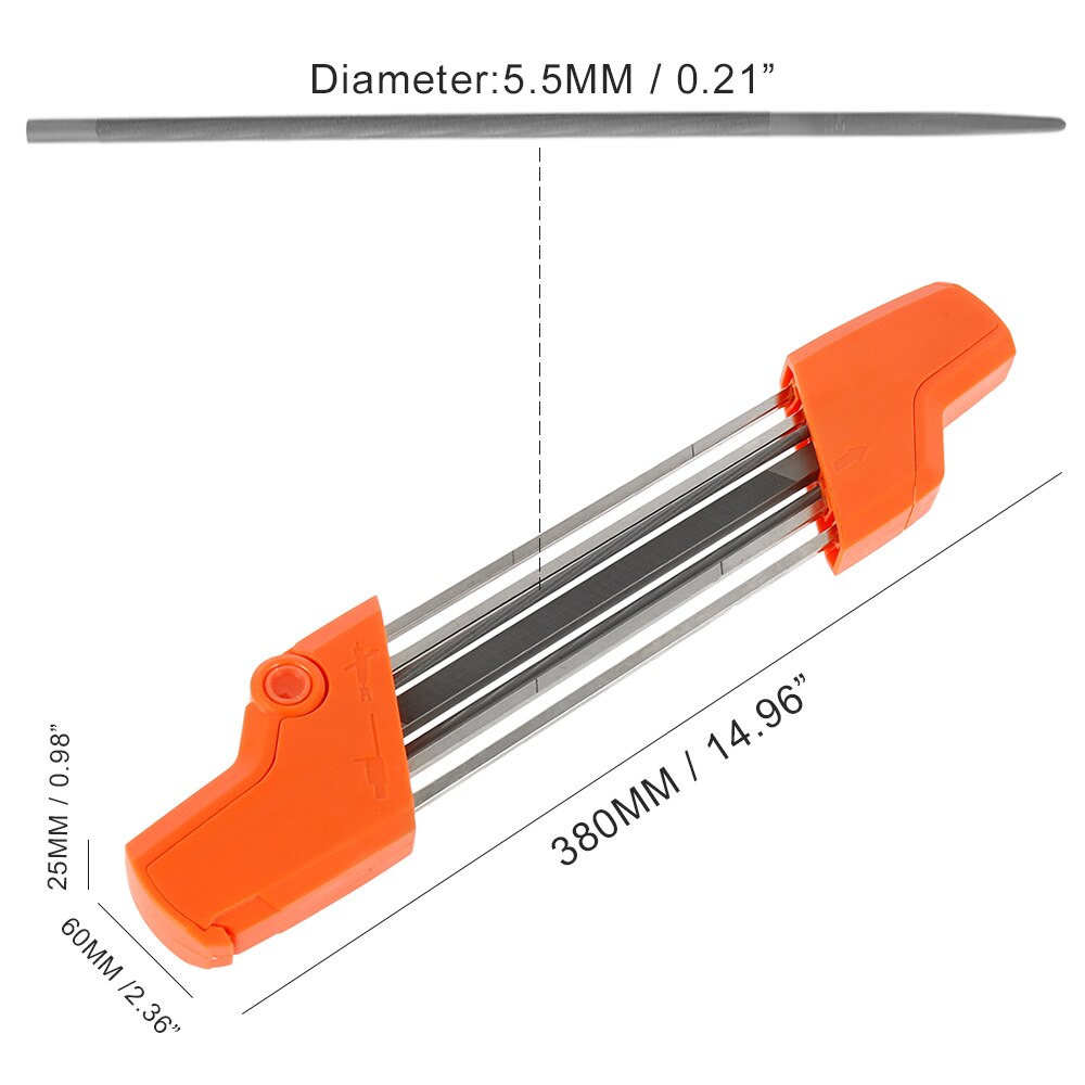 2 in 1 nem fil motorsav kædesliber 4.0/4.8/5.2/5.5mm savtænder sæt hurtig slibning filer kædesliber tilbehør værktøj