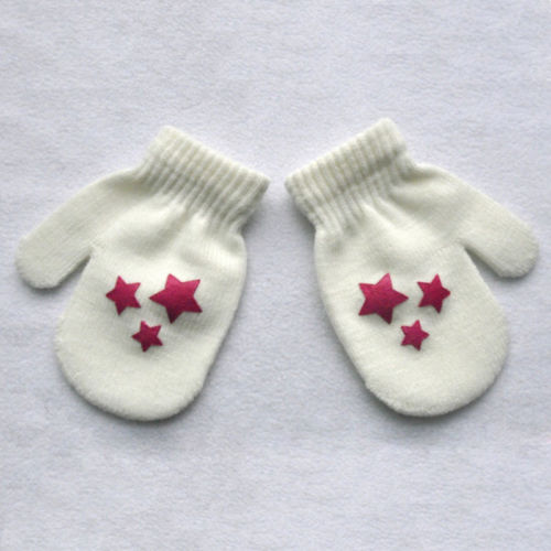 Guantes cálidos de punto para niños, manoplas con patrón de corazón y estrella de lunares, Mitones para bebés de 3 a 6 años