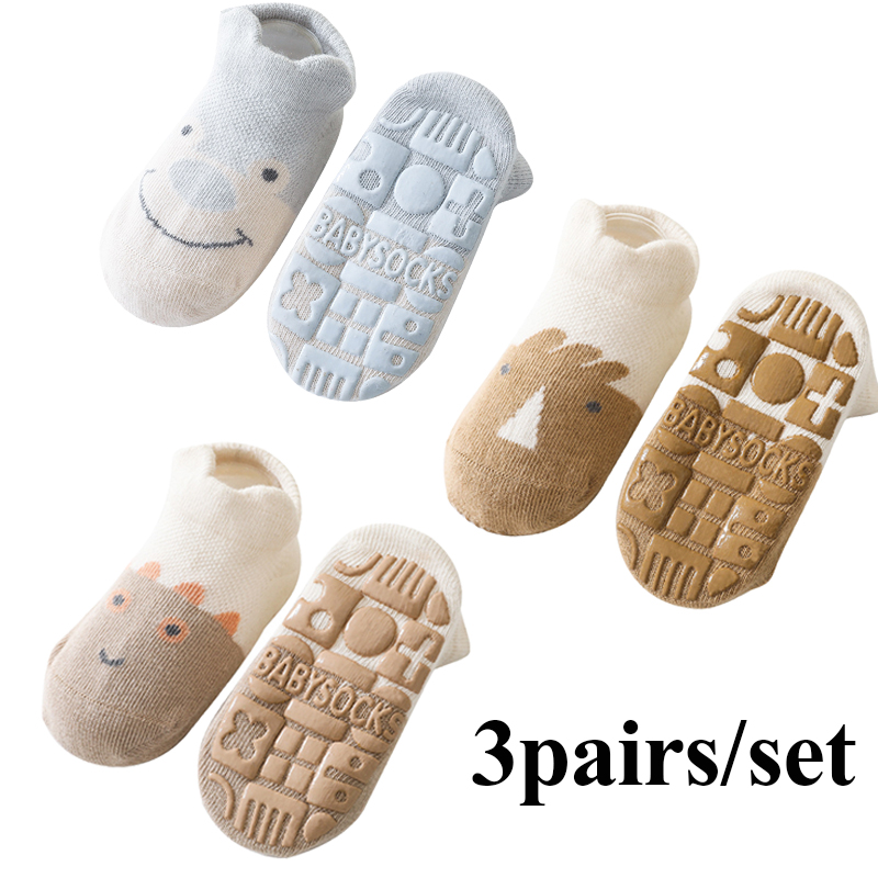 3Pairs Baby Socks Anti-Slip Newborn Boy Clothes Accessories Infant Girl Toddler Floor Socks 2022 Spring 1-6 Yrs Kids Cotton Sock: boy-3pcs / L ( 4-6T )