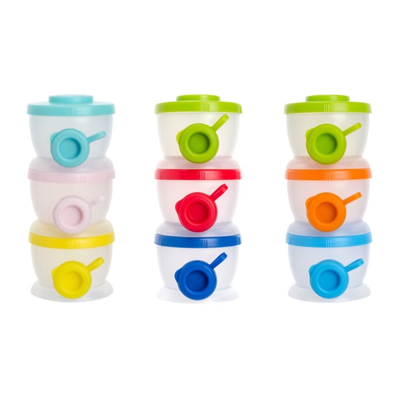 Baby Formula Milk Powder Dispenser Airtight Food Storage 3 Compartment Stackable