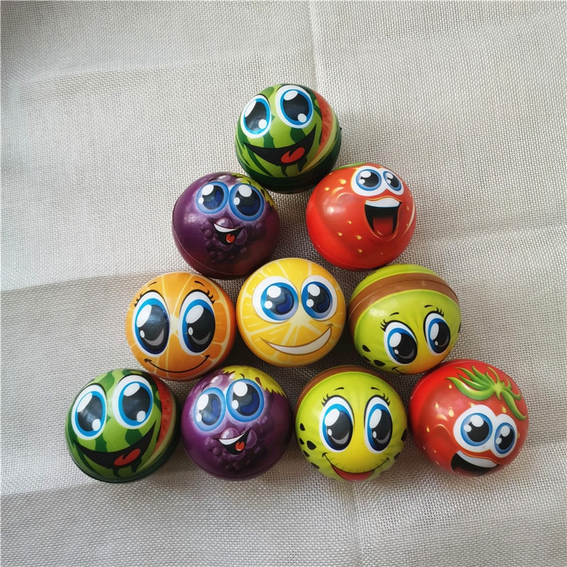 6.3Cm Anti Stress Stress Ballen Coloful Leuke Vruchten Schuim Pu Ballen Grappige Smiley Gezicht Ballen Speelgoed Voor Kids Kinderen 12 Stks/partij