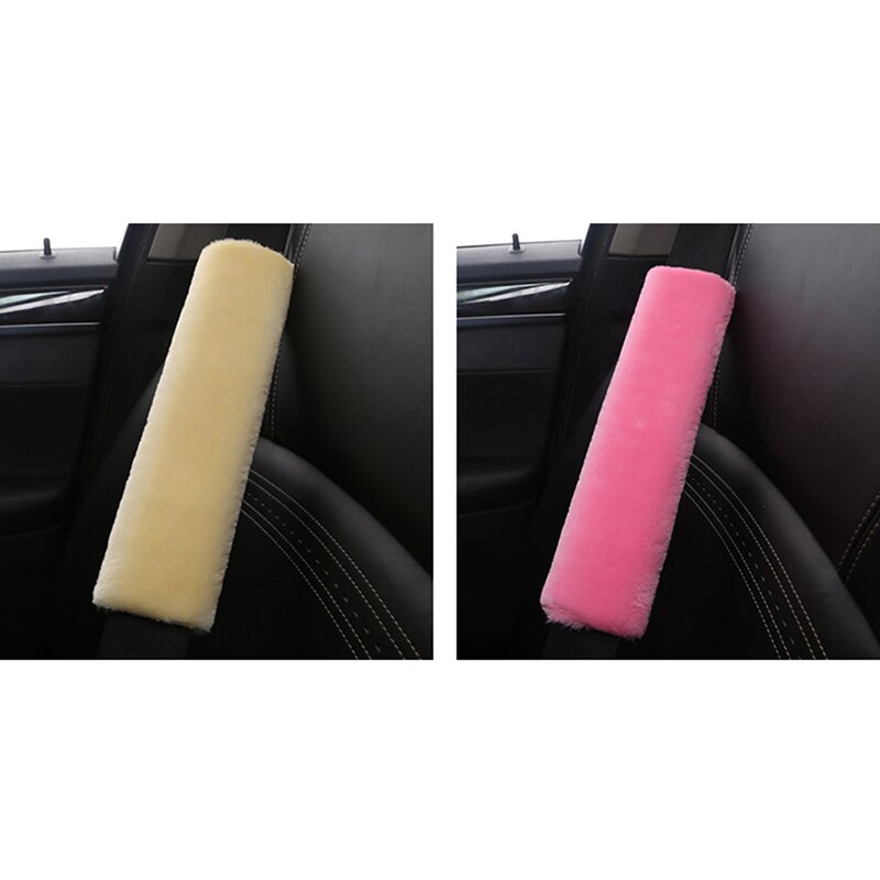 2pcs Soft Car Seatbelt Cover Sheepskin Seat Belt Pillow Pad Seat Belt Safety Strap Cover Shoulder Pads For Bag Car Accessories