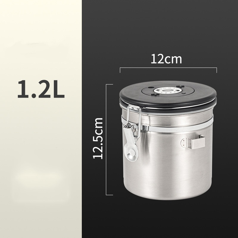 Stainless Steel Coffee Canister Coffee Bean Storage Airtight Containers with Date with Spoon Vent Valve Kitchen Food Storage Jar: Light Grey
