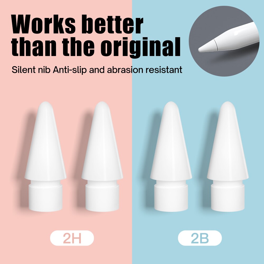 Pencil Tips for Apple Pencil 1 2, Double-Layered Paperfeel Damping Noise Reducing Apple Pencil Nib Replacement 애플펜슬 펜촉