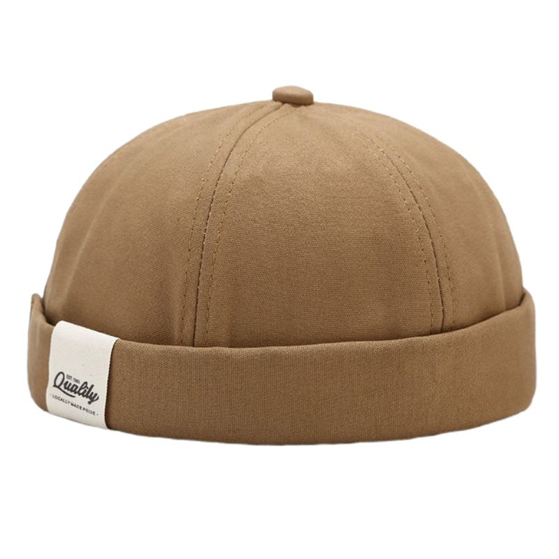 Mænd retro hip hop brimless beanie hat bogstaver patch sømand docker cap streetwear  q0ke: Khaki