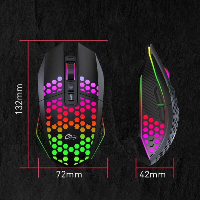 Gaming Wireless Mouse Honeycomb Hollow Ergonomic Mouse 2.4GHz Wireless USB 8 Keys 1600 DPI Mute RGB Light Mice For PC Laptop