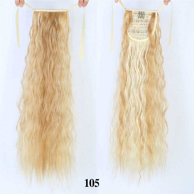 Weilai extensions syntetisk wrap on clip hestehaler majs bølget hestehale hårstykke ombre brun rød falsk hår lang hestehale paryk: 0022-105