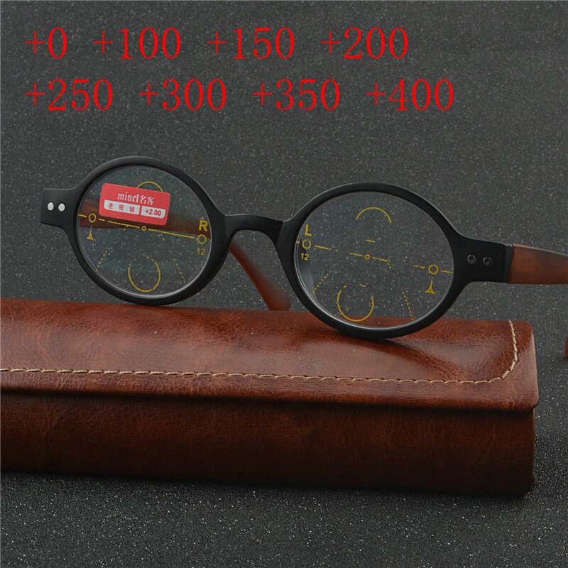 Ronde Progressieve Multifocale Leesbril Bifocale Mannen Presbyopie Bril Vrouwen Kleine Frame Reading Nx: + 175