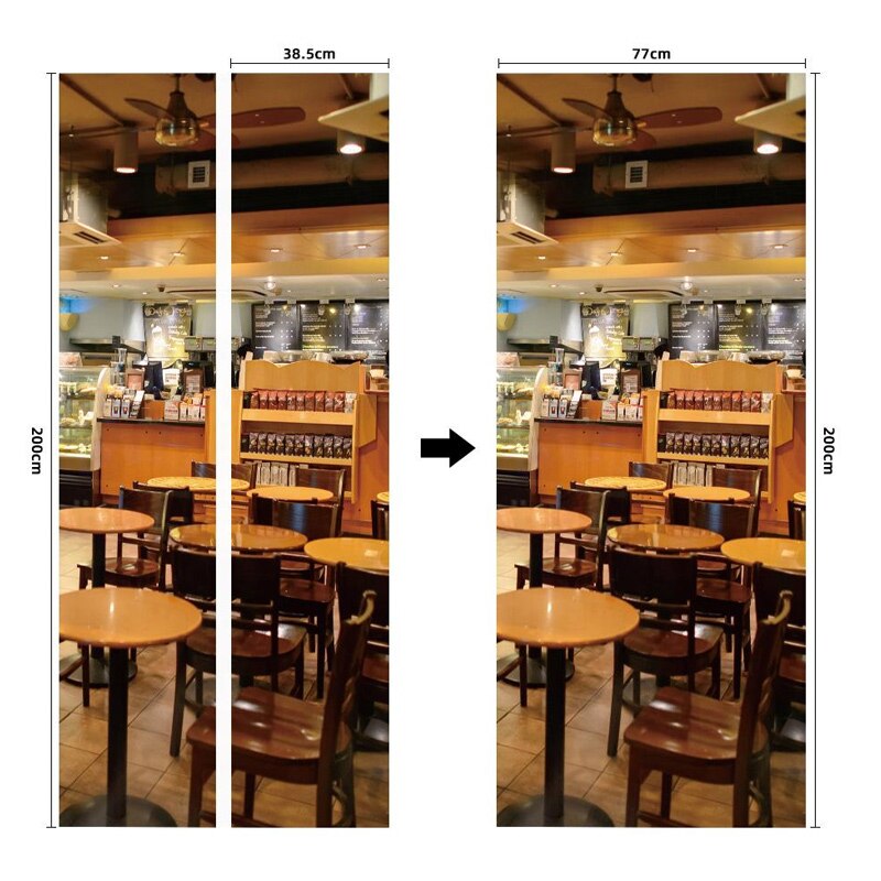 2 Stks/set Koffie Scence Deur Stickers Slef-Zelfklevend Behang Pvc Vinyls Decor Poster Slaapkamer Entree Beknopte Mural Decal 3d