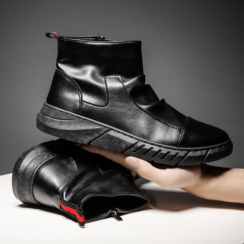 British style high top Martin boots men's boots casual trend men's leather boots set foot zipper Chelsea boots