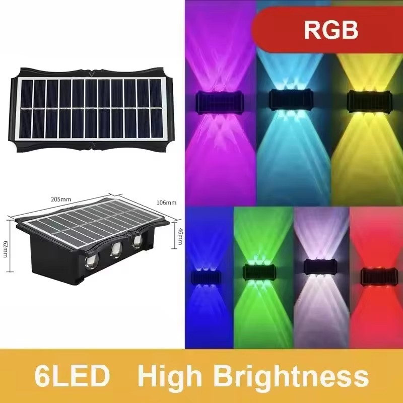 Zonne-wandlamp buiten zonne-LED-licht waterdicht op en neer lichtgevende verlichting balkon tuin tuindecoratie zonne-verlichting: YELLOW