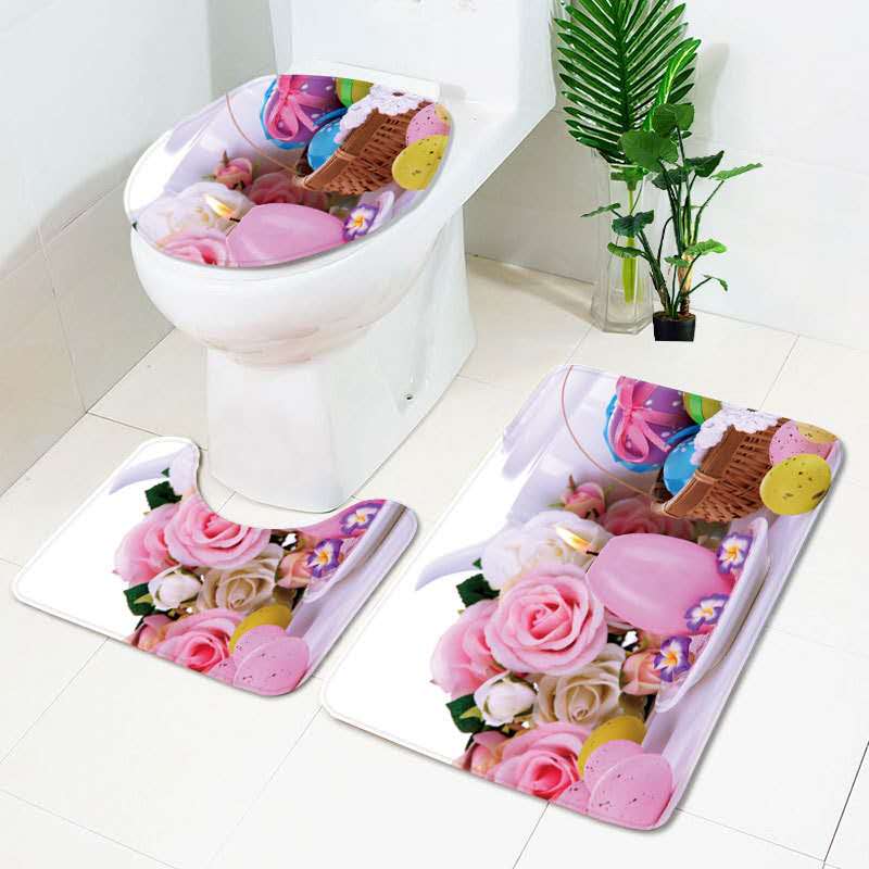 3 stk / sæt tredelt badeværelsesmåtte sæt skridsikker absorberende tæppegulvmåtte superblød toiletpude: Nummer 1