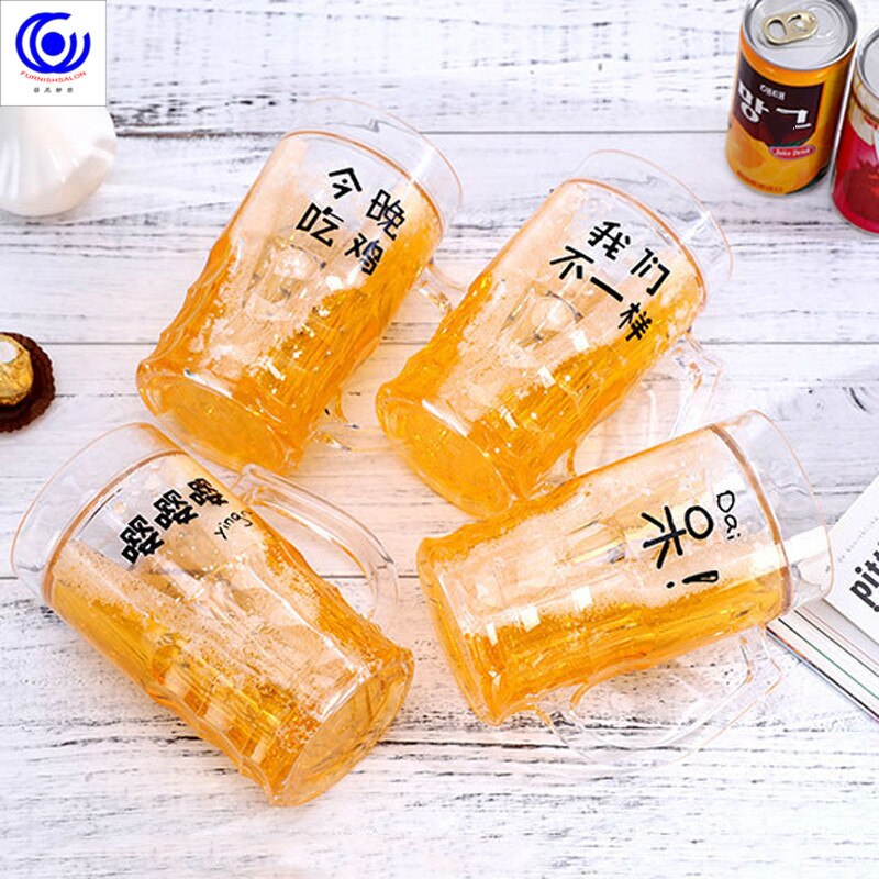 funny Summer Cold Beer Mug Spoofing Water Ice Cup Mezzanine Double Layer Refrigeration Coffee Tea Milk cafe Novelty