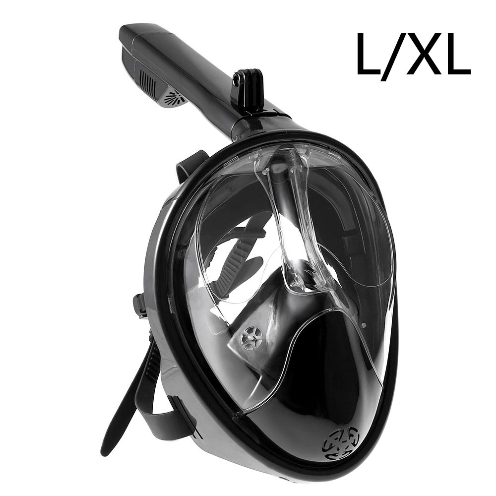 Full Face Snorkeling Mask Scuba Diving Snorkel Mask Set 180 Degree View Diving Equipment: Black