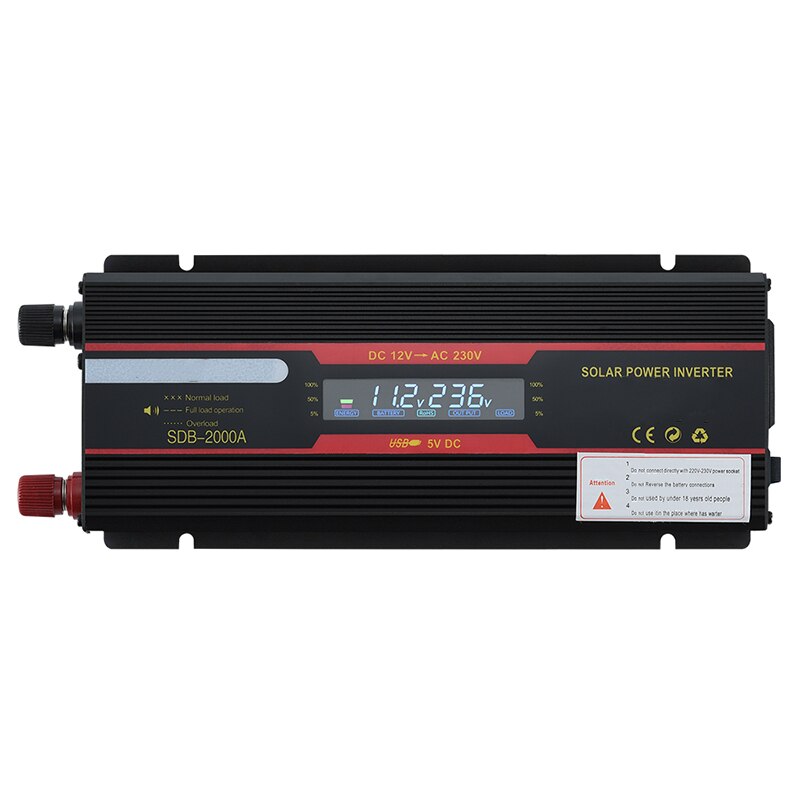Bil inverter 12v 220v 6000w lcd display peak power inverter spændingsomformer transformer 12v/24v to 110v/220v inversor