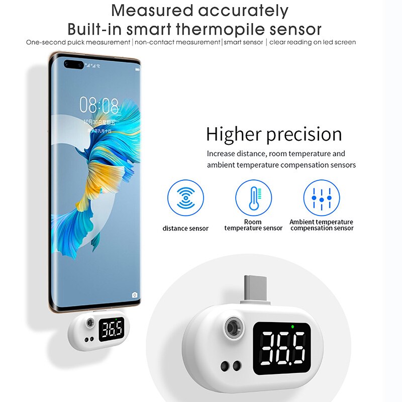 Termómetro Digital infrarrojo para IOS, medidor de temperatura multifunción sin contacto para la frente, oreja, cuerpo y fiebre