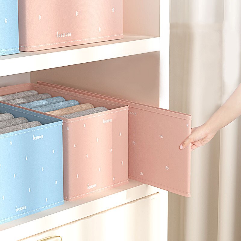 Large Storage Box Foldable Wardrobe Closet Cabinet Drawer Divider Clothes Pants Underwear Socks Sweater Separation Organizer