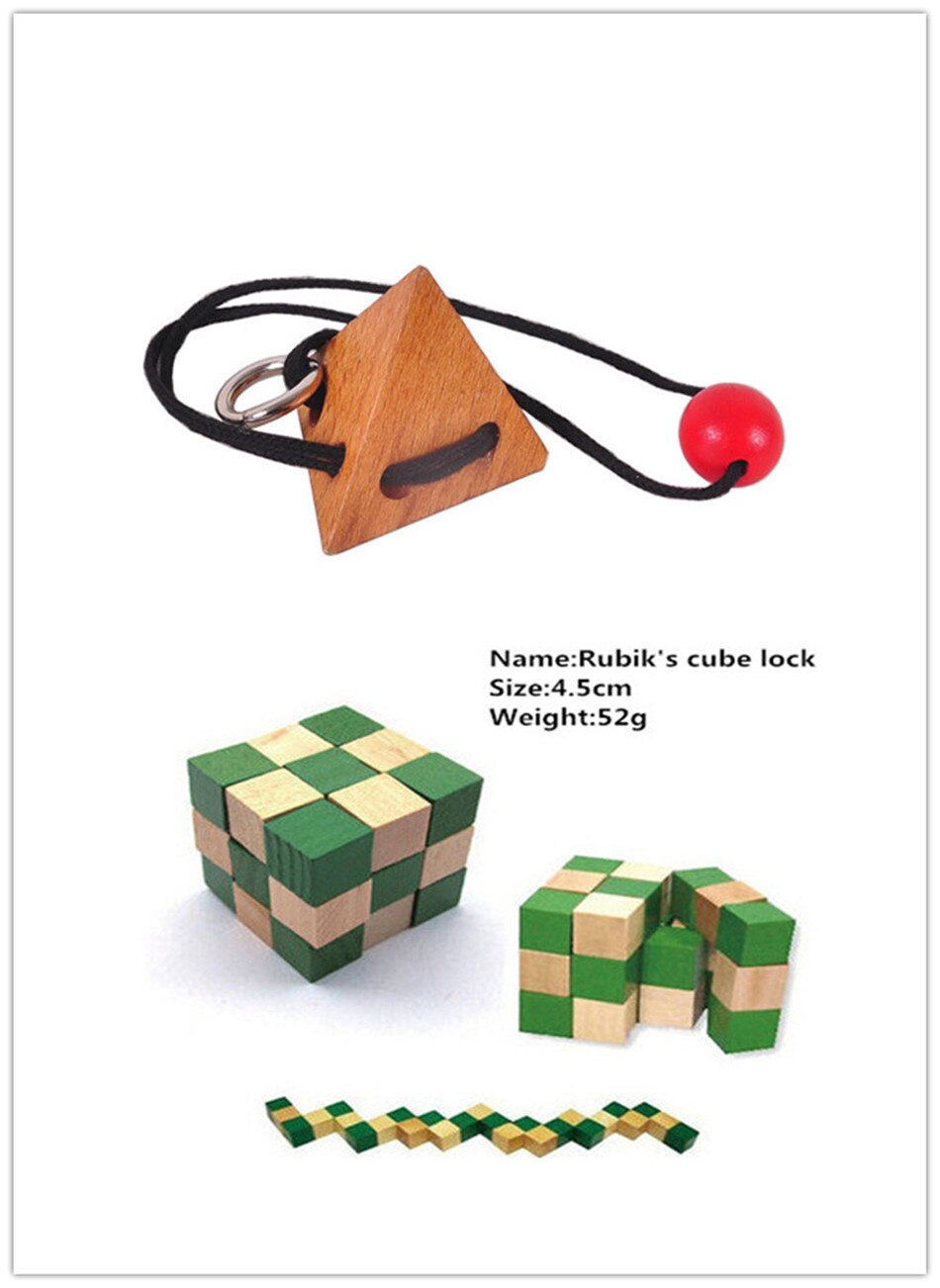 IQ Brain Teaser Cube And Other Styles Lock 3D Wooden Interlocking Burr Puzzles Game Toy Wood For Adults Kids: Zh731