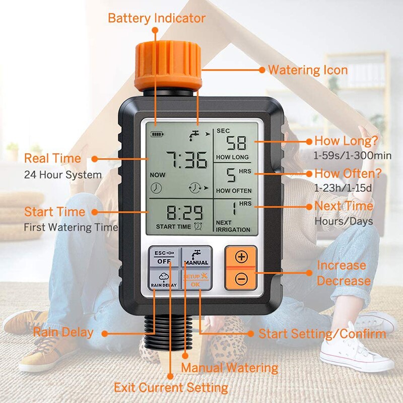 Automatic Programmable Digital Water Timer Sprinkler Timer Lawn Pools Outdoor Faucet Irrigation System Waterproof Digital Timer
